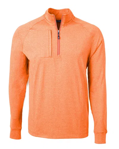 Cutter & Buck Adapt Eco Knit Heather Mens Quarter Zip Pullover In Orange