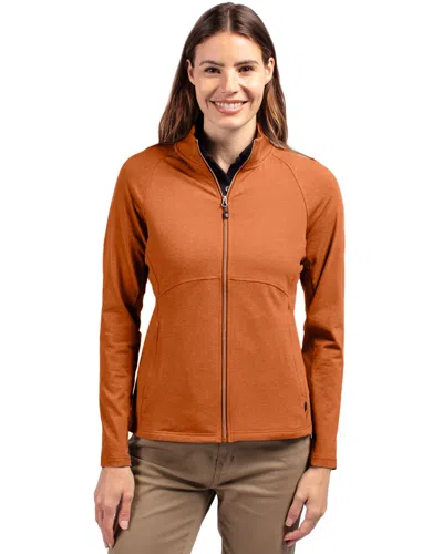 Cutter & Buck Adapt Eco Knit Heather Recycled Womens Full Zip In Orange