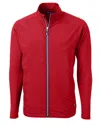 Cutter & Buck Adapt Eco Knit Hybrid Recycled Mens Full Zip Jacket In Red