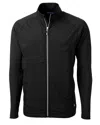 Cutter & Buck Adapt Eco Knit Hybrid Recycled Mens Full Zip Jacket In Black