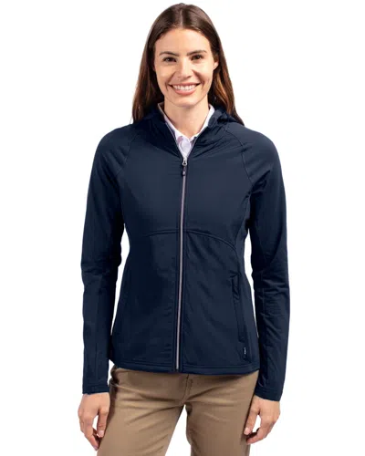 Cutter & Buck Adapt Eco Knit Hybrid Recycled Womens Full Zip Jacket In Blue