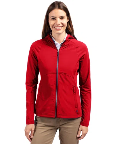 Cutter & Buck Adapt Eco Knit Hybrid Recycled Womens Full Zip Jacket In Red