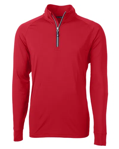 Cutter & Buck Adapt Eco Knit Stretch Recycled Mens Big And Tall Quarter Zip Pullover Jacket In Red