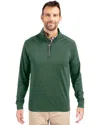 Cutter & Buck Virtue Eco Pique Recycled Quarter Zip Mens Pullover Jacket In Green
