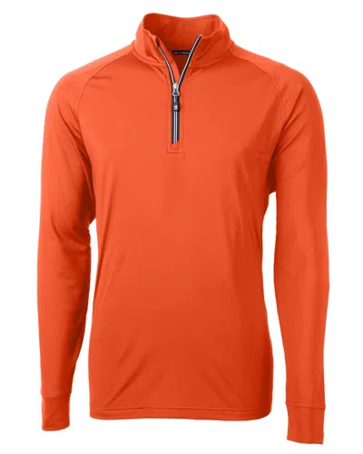 Cutter & Buck Adapt Eco Knit Stretch Recycled Mens Quarter Zip Pullover In Orange