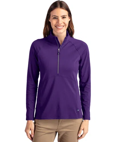Cutter & Buck Adapt Eco Knit Stretch Recycled Womens Half Zip Pullover Jacket In Purple