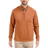 Cutter & Buck Adapt Heather Quarter Zip Pullover In Brown