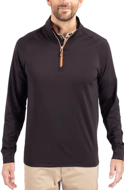 Cutter & Buck Adapt Knit Quarter Zip Pullover In Black