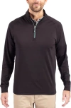 Cutter & Buck Adapt Eco Knit Stretch Recycled Mens Big And Tall Quarter Zip Pullover Jacket In Black