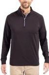 Cutter & Buck Adapt Eco Knit Stretch Recycled Mens Big And Tall Quarter Zip Pullover Jacket In Black