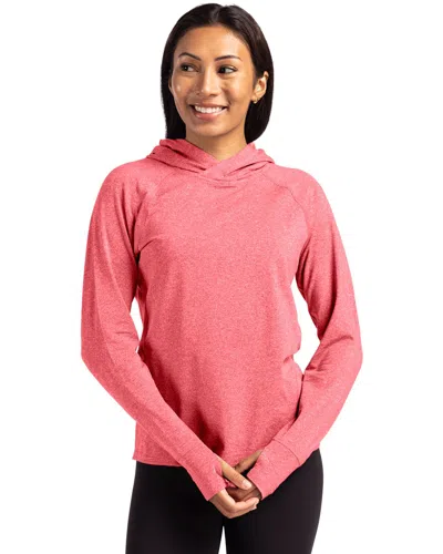 Cutter & Buck Adapt Knit Recycled Womens Heathered Hooded Pullover In Pink