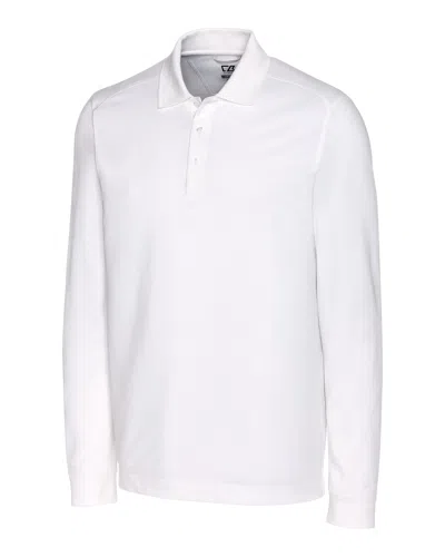 Cutter & Buck Advantage Eco Tri-blend Pique Mens Big And Tall Long Sleeve Polo In White