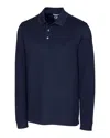 Cutter & Buck Advantage Eco Tri-blend Pique Mens Big And Tall Long Sleeve Polo In Blue