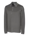 Cutter & Buck Advantage Eco Tri-blend Pique Mens Big And Tall Long Sleeve Polo In Gray