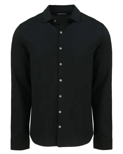 Cutter & Buck Advantage Tri-blend Eco Soft Pique Long Sleeve Knitted Mens Button Up In Black