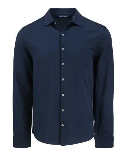 Cutter & Buck Advantage Tri-blend Eco Soft Pique Long Sleeve Knitted Mens Button Up In Multi