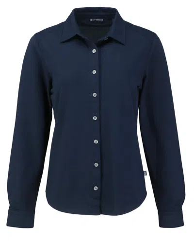 Cutter & Buck Advantage Tri-blend Eco Soft Pique Long Sleeve Knitted Womens Button Up