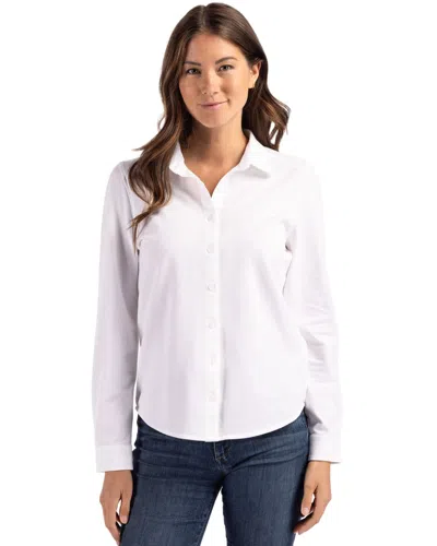 Cutter & Buck Advantage Tri-blend Soft Pique Long Sleeve Knitted Womens Button Down In Multi