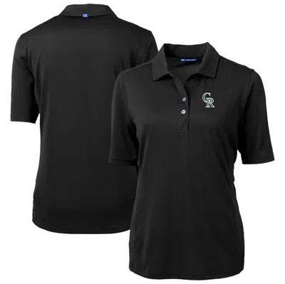 Cutter & Buck Black Colorado Rockies City Connect Virtue Eco Pique Recycled Polo