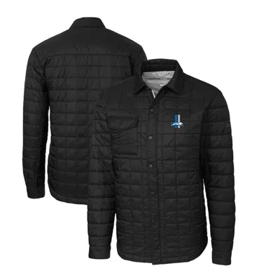 Cutter & Buck Black Detroit Lions Throwback Logo Rainier Primaloft Eco Insulated Quilted Button-up S