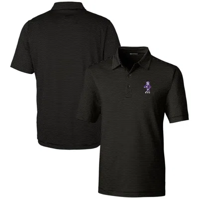 Cutter & Buck Black Kansas State Wildcats Vault Forge Pencil Stripe Stretch Polo
