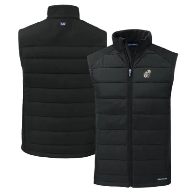 Cutter & Buck Black New Orleans Saints Throwback Evoke Hybrid Eco Softshell Recycled Full-zip Vest
