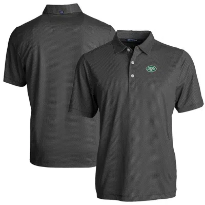 Cutter & Buck Black New York Jets  Pike Eco Symmetry Print Stretch Recycled Polo