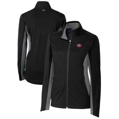 Cutter & Buck Black San Francisco 49ers Throwback Logo Navigate Softshell Full-zip Jacket