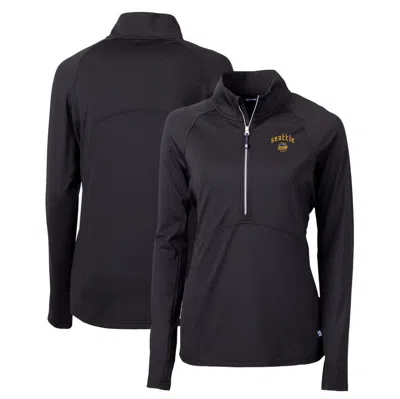 Cutter & Buck Black Seattle Mariners City Connect Adapt Eco Knit Stretch Recycled Half-zip Pullover