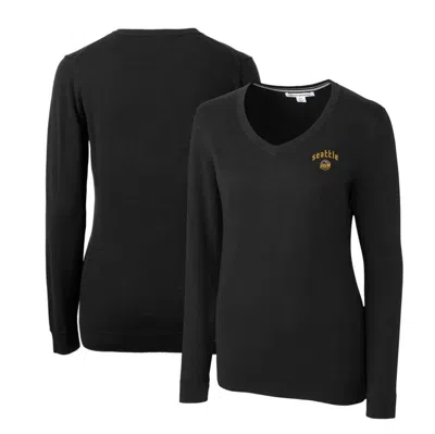 Cutter & Buck Black Seattle Mariners City Connect Lakemont Tri-blend V-neck Pullover Sweater