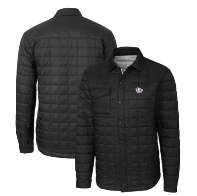 Cutter & Buck Black Tcu Horned Frogs Rainier Primaloft Eco Insulated Quilted Button-up Shacket