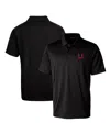 Cutter & Buck Black Utah Utes Primary Team Logo Prospect Textured Stretch Polo In Black