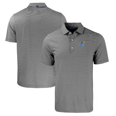 Cutter & Buck Black/white Kansas Jayhawks Big & Tall Forge Eco Double Stripe Stretch Recycled Polo