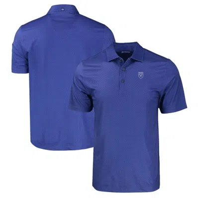 Cutter & Buck Blue Emory Eagles Pike Eco Tonal Geo Print Stretch Recycled Polo