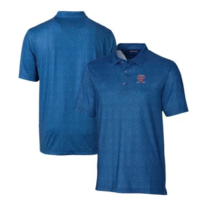 Cutter & Buck Blue Tacoma Rainiers Pike Micro Floral Stretch Polo In Navy