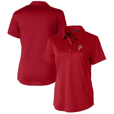 Cutter & Buck Cardinal Pittsburgh Pirates Americana Logo Prospect Drytec Textured Stretch Polo In Red