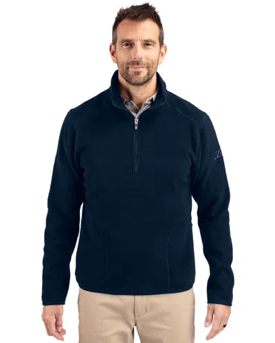 Cutter & Buck Cascade Eco Fleece Mens Quarter Zip Jacket In Blue