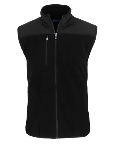 Cutter & Buck Cascade Eco Sherpa Mens Big And Tall Fleece Vest In Black