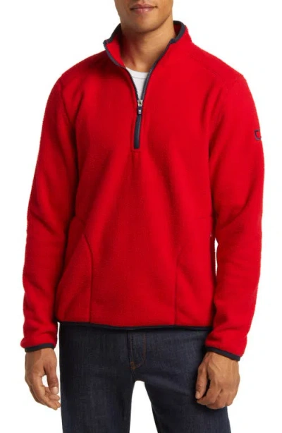 Cutter & Buck Cascade Fleece Pullover In Red/navy Blue