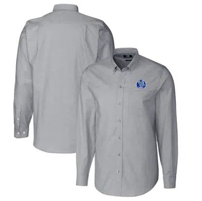 Cutter & Buck Charcoal Air Force Falcons Vault Stretch Oxford Long Sleeve Button-down Shirt In Gray