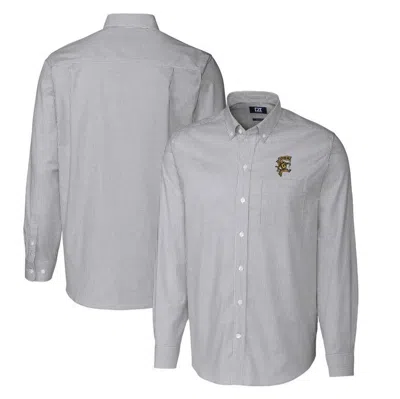 Cutter & Buck Charcoal Grambling Tigers Vault Big & Tall Oxford Stripe Long Sleeve Button-down Shirt