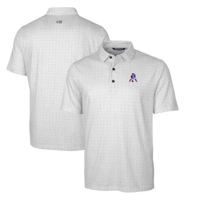 Cutter & Buck Charcoal New England Patriots Throwback Logo Pike Double Dot Print Stretch Polo In White