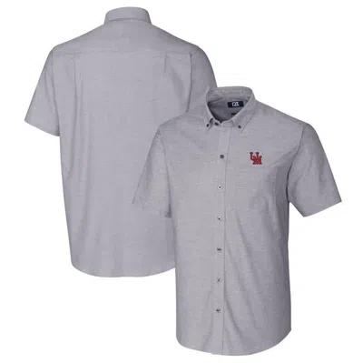 Cutter & Buck Charcoal Ole Miss Rebels Vault Stretch Oxford Short Sleeve Button-down Shirt