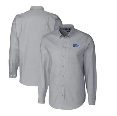 Cutter & Buck Charcoal Seattle Seahawks Throwback Logo Long Sleeve Stretch Oxford Button-down Shirt