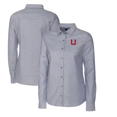 Cutter & Buck Charcoal Utah Utes Oxford Stretch Long Sleeve Button-up Shirt