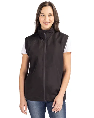 Cutter & Buck Charter Eco Recycled Full-zip Womens Vest In Black