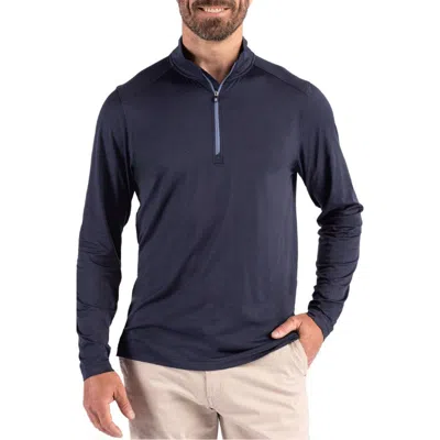 Cutter & Buck Coastline Epic Comfort Half Zip Performance Pullover In Blue
