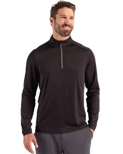 Cutter & Buck Coastline Epic Comfort Recycled Mens Quarter Zip In Black