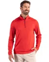 Cutter & Buck Coastline Epic Comfort Recycled Mens Quarter Zip In Red