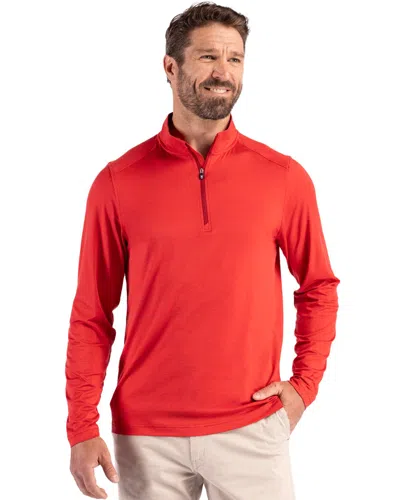 Cutter & Buck Coastline Epic Comfort Recycled Mens Quarter Zip In Red